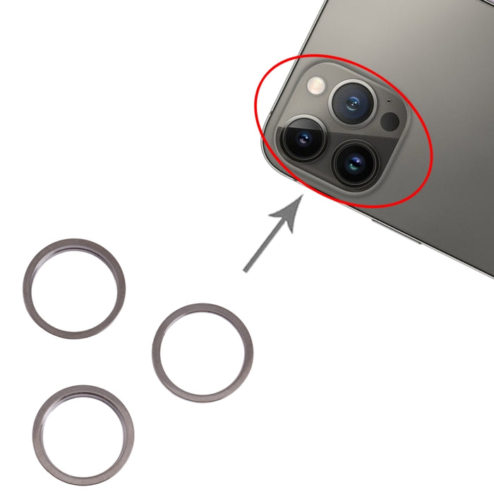 Anillo de aro protector exterior de metal con lente de vidrio para cámara trasera de 3 piezas para iPhone 13 Pro, For iPhone 13 Pro