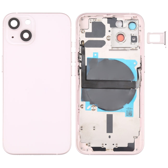 Para iPhone 13 Tapa trasera de batería con teclas laterales, bandeja para tarjetas, cable flexible de encendido + volumen y módulo de carga inalámbrica, For iPhone 13 (Assembly)