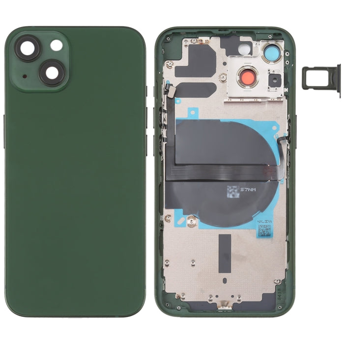 Para iPhone 13 Tapa trasera de batería con teclas laterales, bandeja para tarjetas, cable flexible de encendido + volumen y módulo de carga inalámbrica, For iPhone 13 (Assembly)