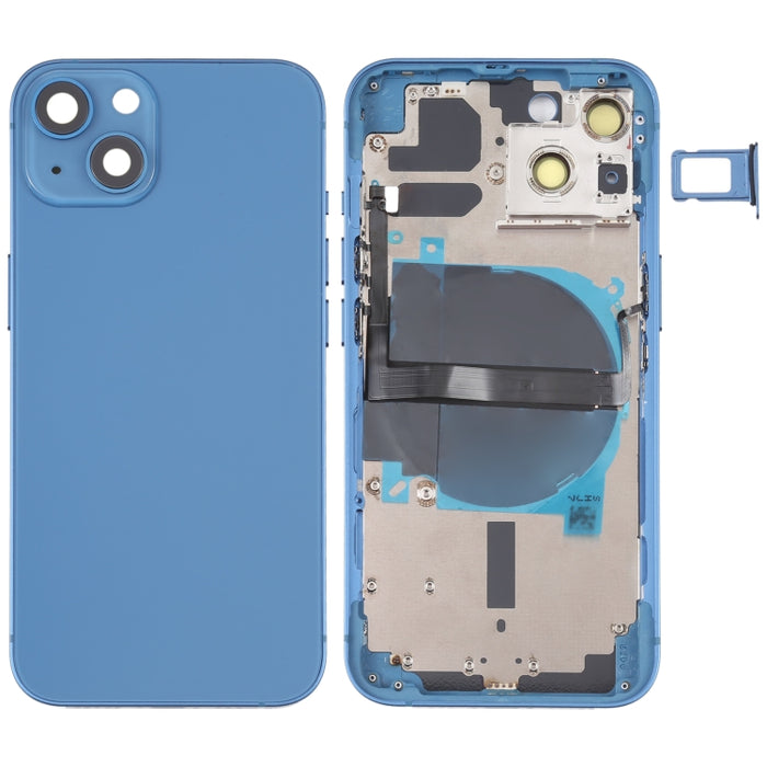 Para iPhone 13 Tapa trasera de batería con teclas laterales, bandeja para tarjetas, cable flexible de encendido + volumen y módulo de carga inalámbrica, For iPhone 13 (Assembly)