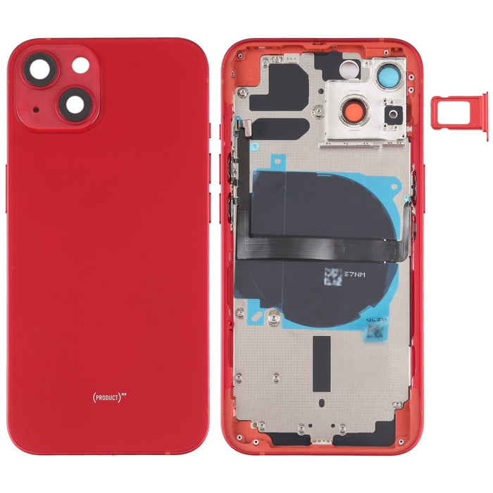 Para iPhone 13 Tapa trasera de batería con teclas laterales, bandeja para tarjetas, cable flexible de encendido + volumen y módulo de carga inalámbrica, For iPhone 13 (Assembly)
