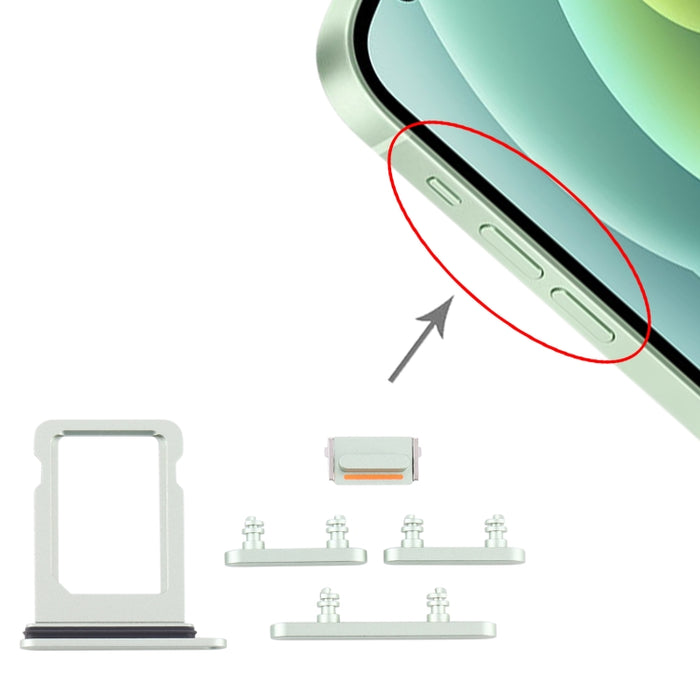 Bandeja Tarjeta SIM + Teclas Laterales para iPhone 12 Mini, For iPhone 12 Mini (Single card)