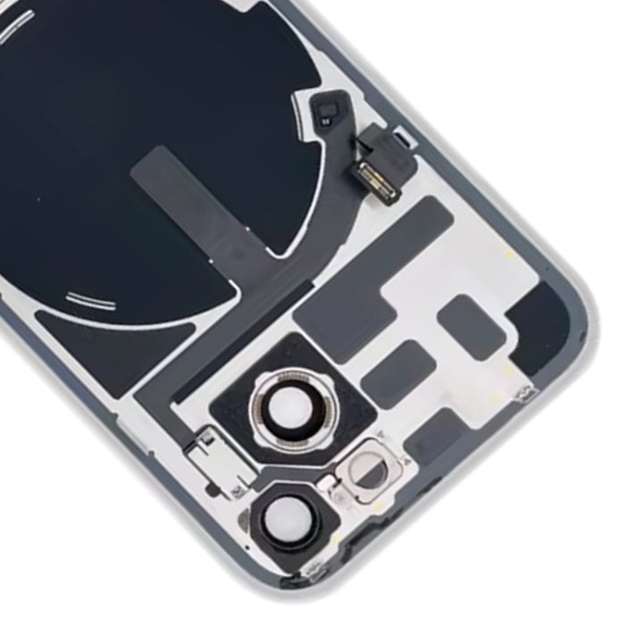 Tapa trasera de batería de vidrio para iPhone 14 con soporte de flash + módulo de carga inalámbrica, For iPhone 14