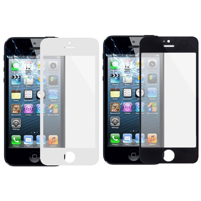 5 PCS negro + 5 PCS blanco para iPhone 5 y 5S Lente de vidrio exterior de pantalla frontal, 5 Black 5 White for i5 & 5S