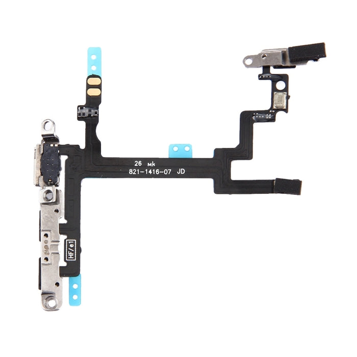 Cable flexible con botón de encendido y botón de volumen con soportes para iPhone 5, For iPhone 5