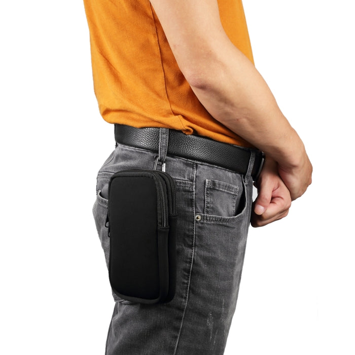 Riñonera colgante elástica universal con doble compartimento para teléfonos inteligentes de 6,9 pulgadas o menos