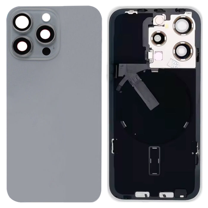 Tapa trasera de batería de vidrio para iPhone 15 Pro con soporte de flash + módulo de carga inalámbrica, For iPhone 15 Pro