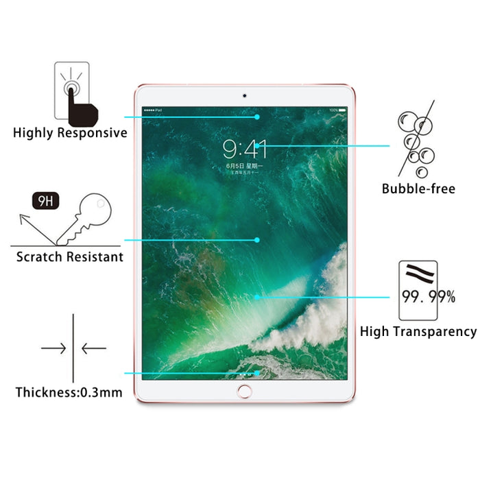 2 PCS para iPad Pro 10,5 pulgadas 0,3 mm 9H Dureza superficial Protector de pantalla de vidrio templado de pantalla completa