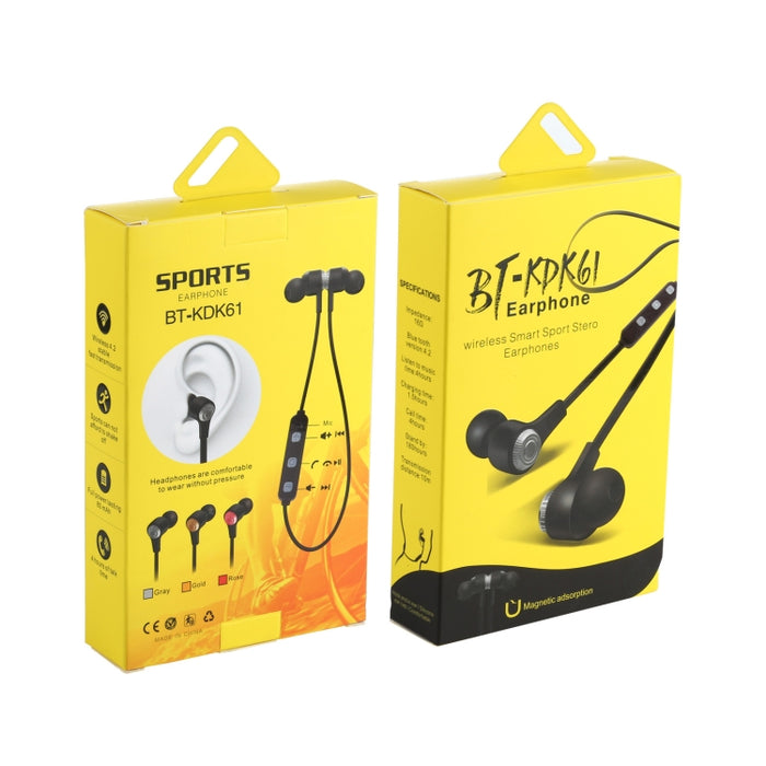 BT-KDK61 CVC6.0 Auricular Bluetooth inalámbrico deportivo magnético estéreo con reducción de ruido, compatible con control por cable