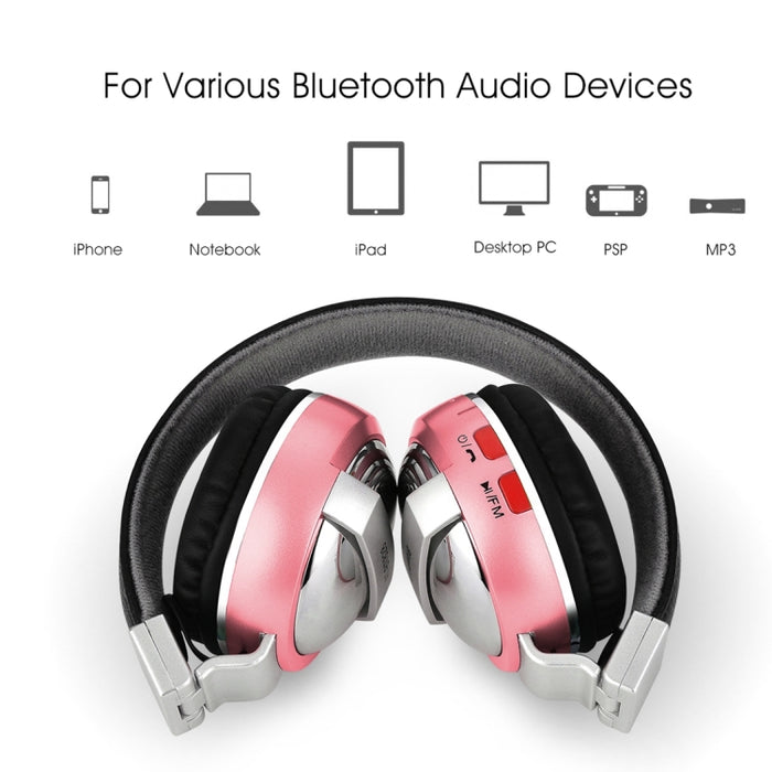 BTH-868 Auriculares Bluetooth con calidad de sonido estéreo V4.2, distancia de Bluetooth: 10 m, compatible con entrada de audio de 3,5 mm y FM