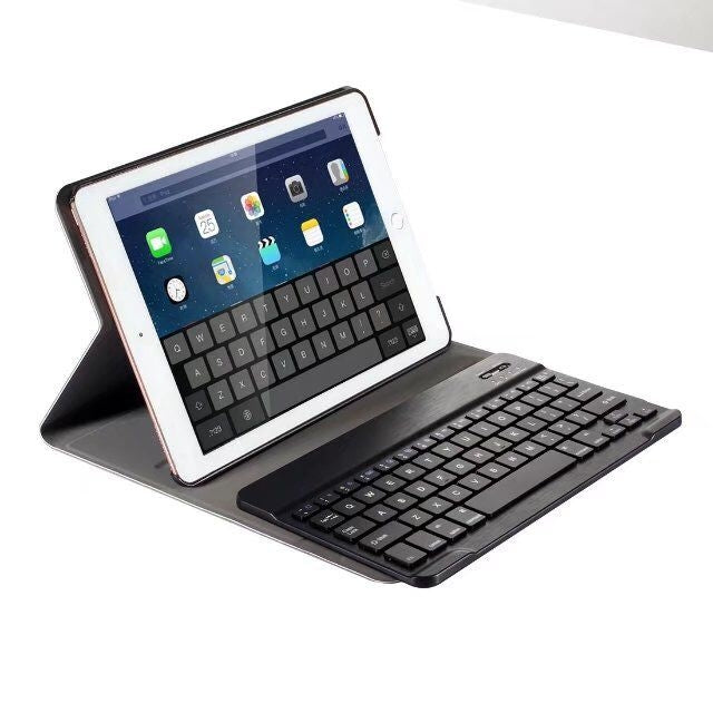 Teclado Bluetooth desmontable + Funda de cuero con tapa horizontal para tableta con soporte para iPad Pro de 9,7 pulgadas, iPad Air, iPad Air 2, iPad de 9,7 pulgadas (2017), iPad de 9,7 pulgadas (2018)