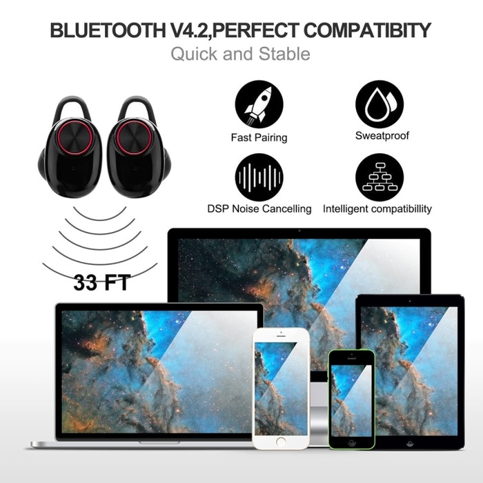 BTH-V5 DSP Auriculares con cancelación de ruido Auriculares deportivos inalámbricos Bluetooth V5.0 con estuche de carga, compatibles con iPhone y Android
