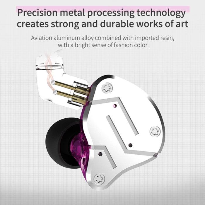 KZ ZSN Circle Iron Moving Iron Control por cable de cuatro núcleos Intrauditivo Mega Bass HiFi Auricular con micrófono