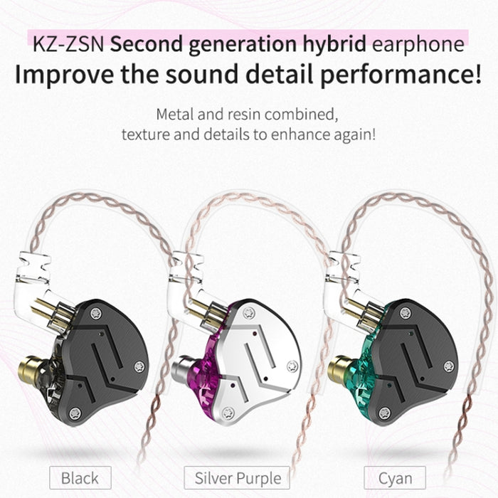 KZ ZSN-auriculares intrauditivos de alta fidelidad, con Control por cable, de cuatro núcleos, circulares, de hierro, con megagraves, sin micrófono