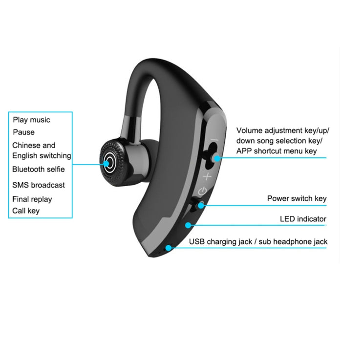 Auriculares Bluetooth inalámbricos manos libres V9 Business CSR 4.1 con micrófono para conductor deportivo