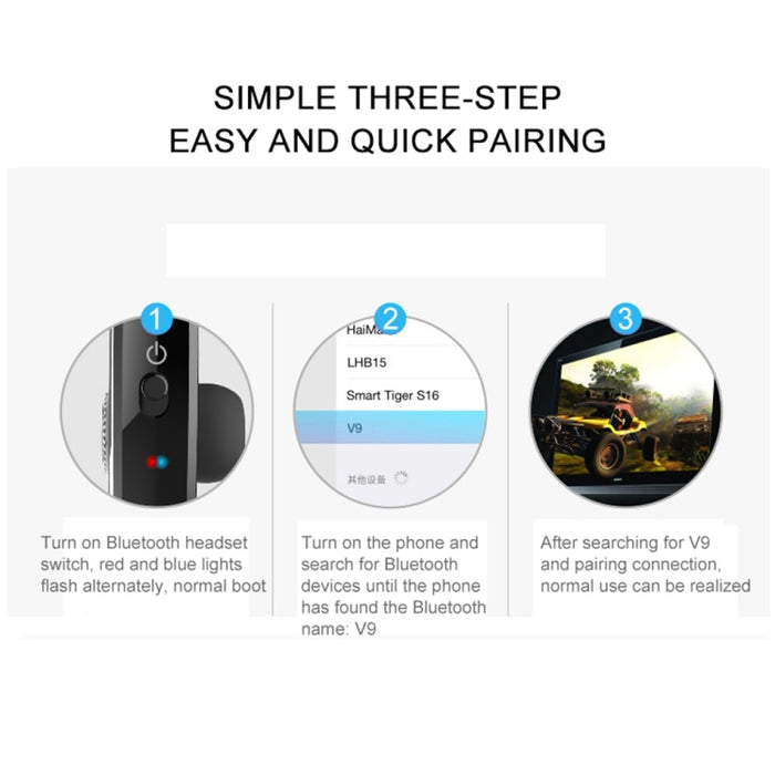 Auriculares Bluetooth inalámbricos manos libres V9 Business CSR 4.1 con micrófono para conductor deportivo