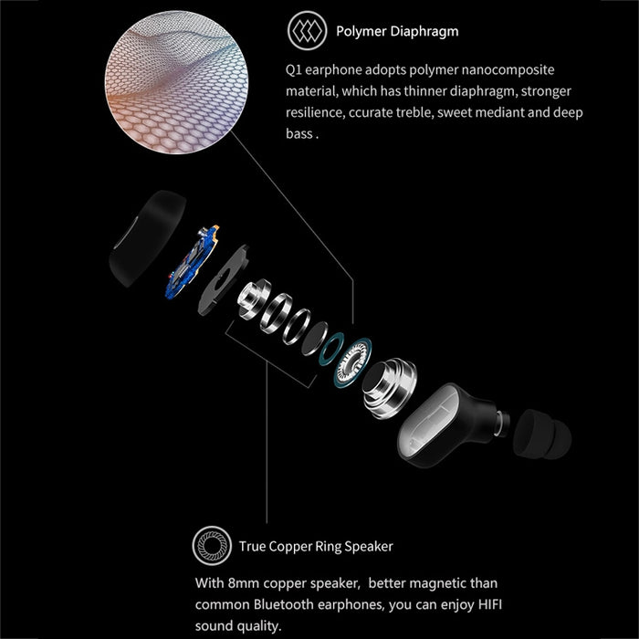Q1 TWS Bluetooth 5.0 Binaural Estéreo Inalámbrico Deportes Auricular Bluetooth