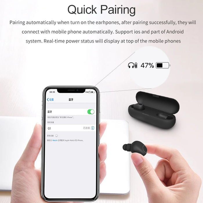 Q1 TWS Bluetooth 5.0 Binaural Estéreo Inalámbrico Deportes Auricular Bluetooth