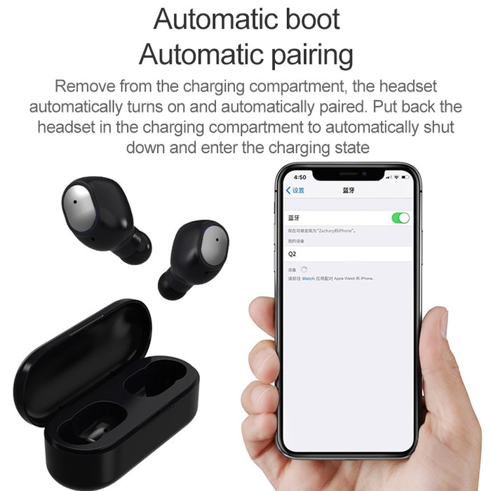 Q2 TWS Bluetooth 5.0 Binaural Estéreo Inalámbrico Deportes Auricular Bluetooth