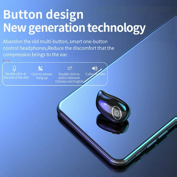 V21 Mini auriculares inalámbricos estéreo Bluetooth V5.0 de un solo oído sin caja de carga
