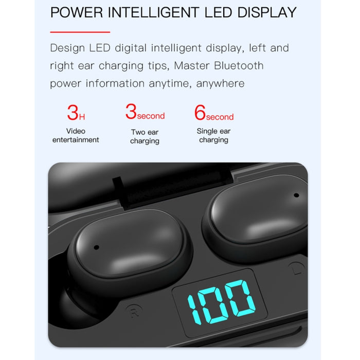 H6 TWS Bluetooth 5.0 Auricular Bluetooth inalámbrico con pantalla digital y caja de carga, soporte para llamadas Siri y HD