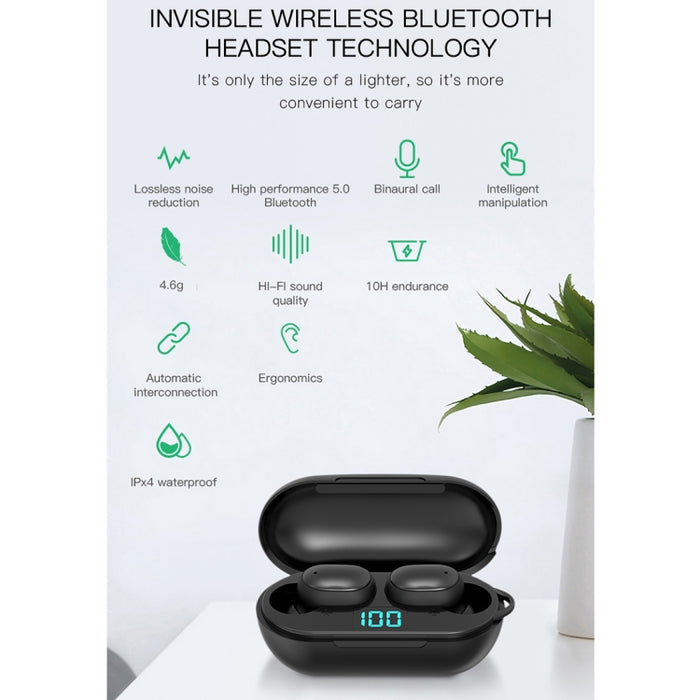 H6 TWS Bluetooth 5.0 Auricular Bluetooth inalámbrico con pantalla digital y caja de carga, soporte para llamadas Siri y HD