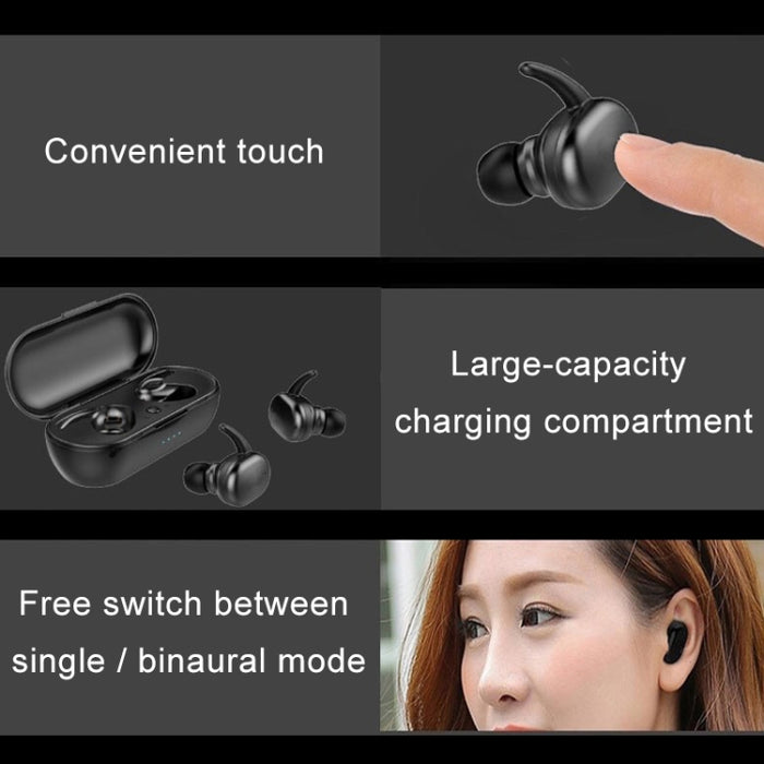 TWS-4 IPX5 impermeable Bluetooth 5,0 auricular Bluetooth inalámbrico táctil con caja de carga, compatible con llamadas HD y mensajes de voz