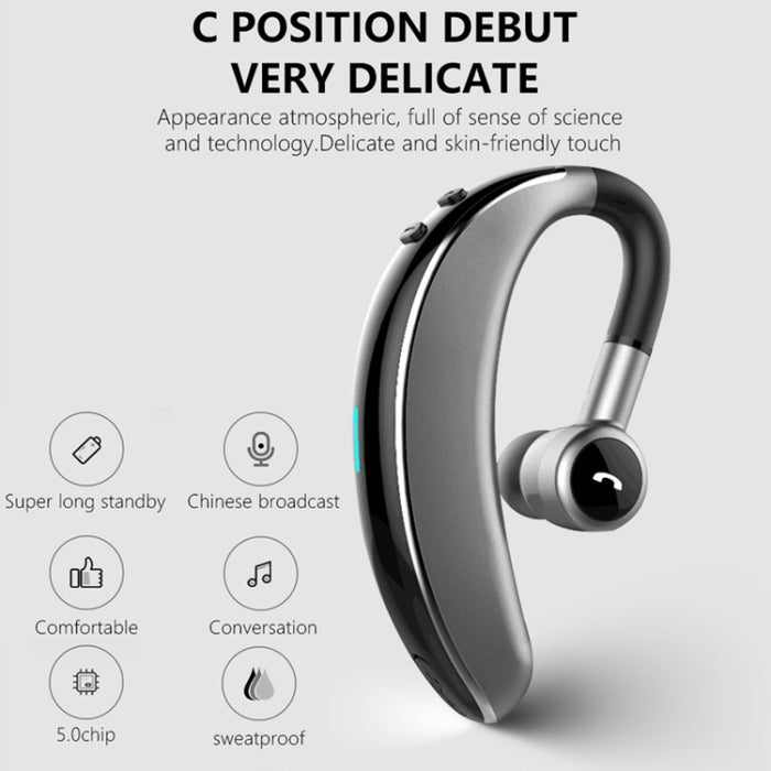 V7 Bluetooth 5.0 Estilo empresarial Auricular inalámbrico estéreo deportivo Bluetooth, soporte para informar el nombre de la persona que llama