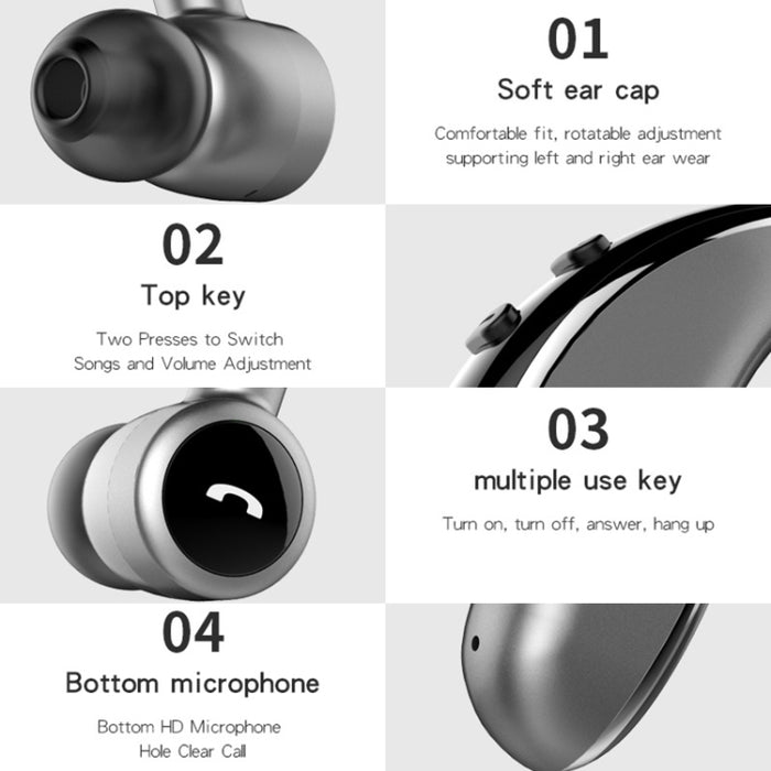 V7 Bluetooth 5.0 Estilo empresarial Auricular inalámbrico estéreo deportivo Bluetooth, soporte para informar el nombre de la persona que llama