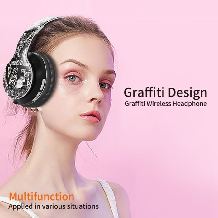 Auriculares inalámbricos Bluetooth V5.0 con patrón de graffiti B1