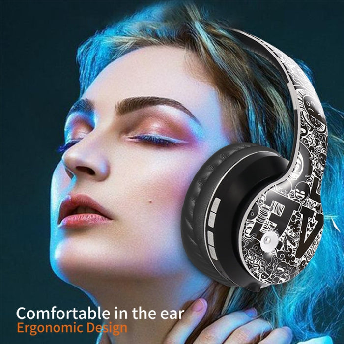 Auriculares inalámbricos Bluetooth V5.0 con patrón de graffiti B1
