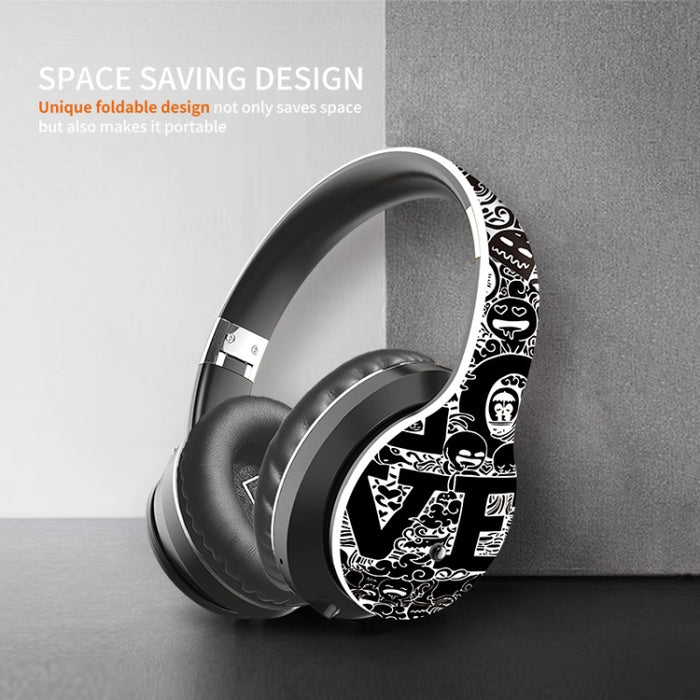 Auriculares inalámbricos Bluetooth V5.0 con patrón de graffiti B1