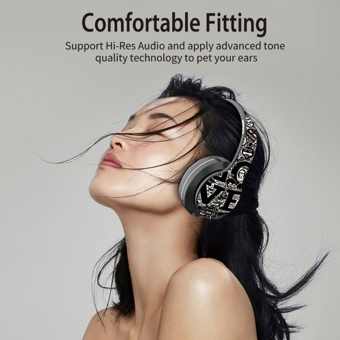 Auriculares inalámbricos Bluetooth V5.0 con patrón de graffiti B1