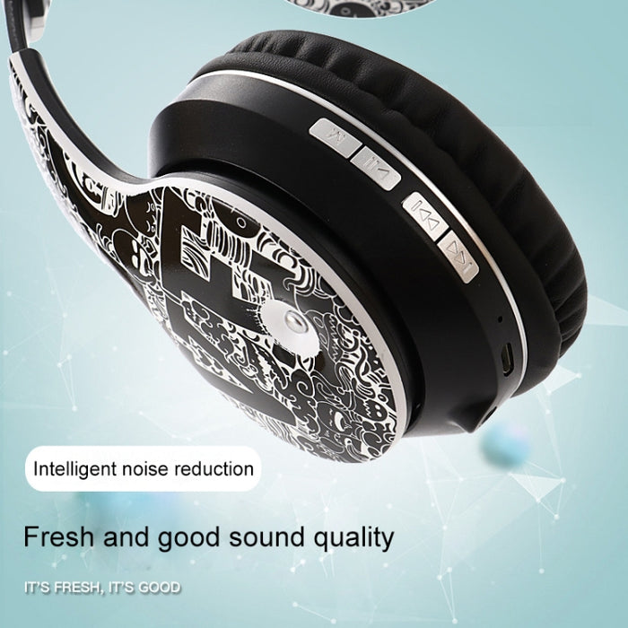 Auriculares inalámbricos Bluetooth V5.0 con patrón de graffiti B1