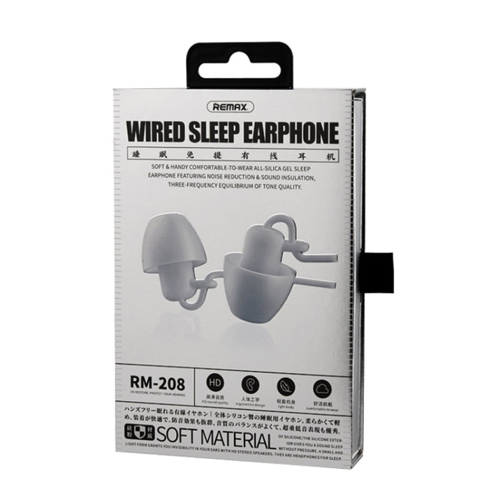 REMAX RM-208 Auricular intrauditivo estéreo para dormir con control por cable + MIC, soporte manos libres