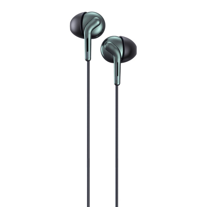 REMAX RM-595 Auricular intrauditivo estéreo de música de metal de doble acción con clavija dorada de 3,5 mm con control por cable + micrófono, soporte manos libres