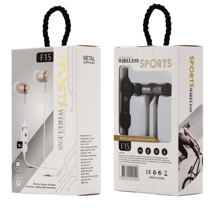 F15 Bluetooth 4.2 Auriculares Bluetooth con diseño de cuello colgante, compatible con reproducción de música, conmutación, control de volumen y respuesta