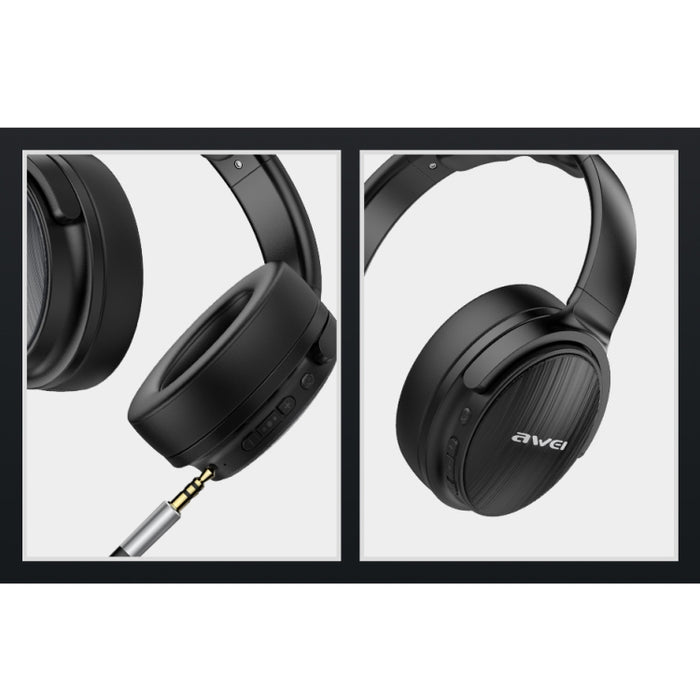 Wei A780BL Bluetooth 5.0 Auriculares Bluetooth inalámbricos con graves plegables y conector auxiliar de 3,5 mm