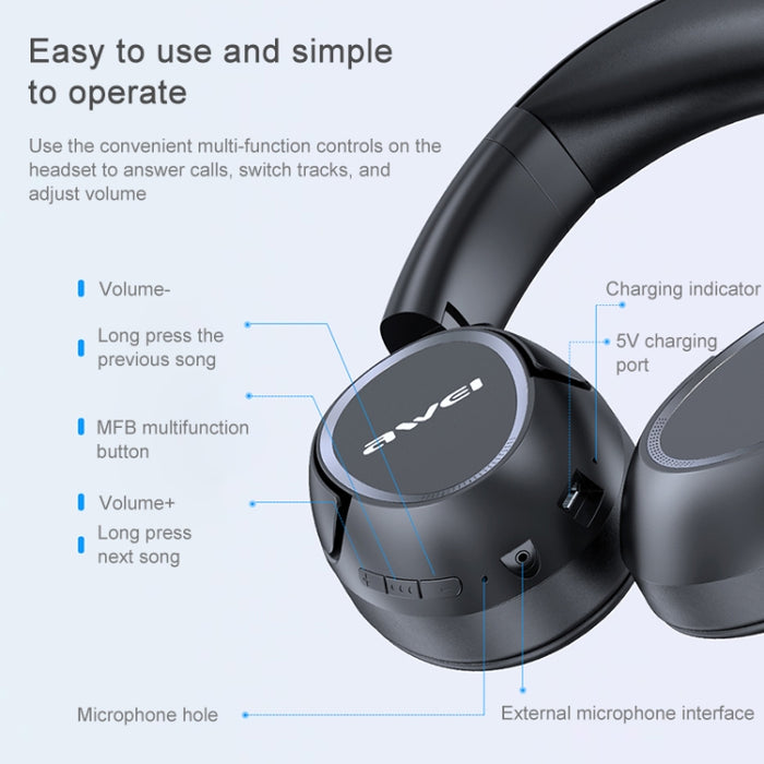AWEI A770BL Bluetooth 5.0 Auriculares Bluetooth Inalámbricos Estéreo