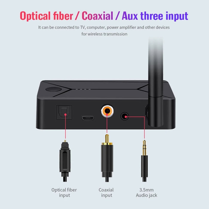 TX13 3 en 1 Transmisor de audio coaxial óptico digital portátil Bluetooth 5.0 con conector de 3,5 mm para altavoz / auriculares Bluetooth