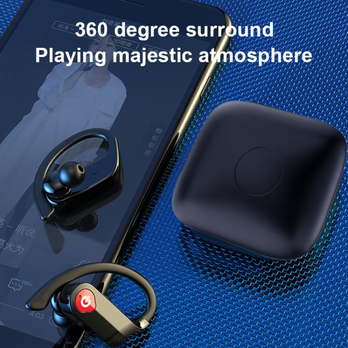 Auricular Bluetooth deportivo inalámbrico Q83 con caja de carga, compatible con pantalla LED de tres pantallas y banco de energía