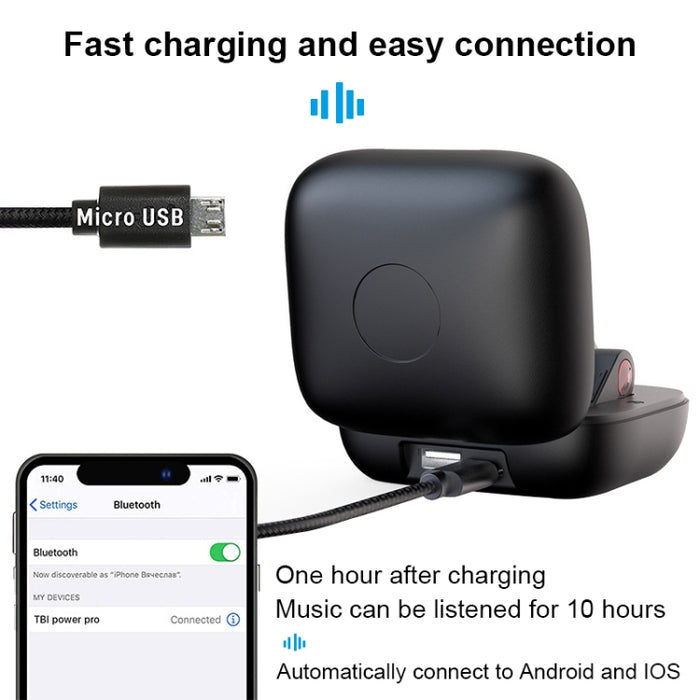 Auricular Bluetooth deportivo inalámbrico Q83 con caja de carga, compatible con pantalla LED de tres pantallas y banco de energía