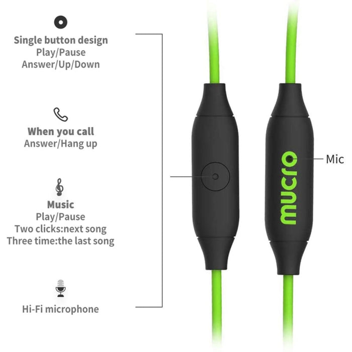 Mucro MB-232 - Auriculares intrauditivos deportivos con gancho para la oreja, auriculares estéreo con cable para correr y gimnasio
