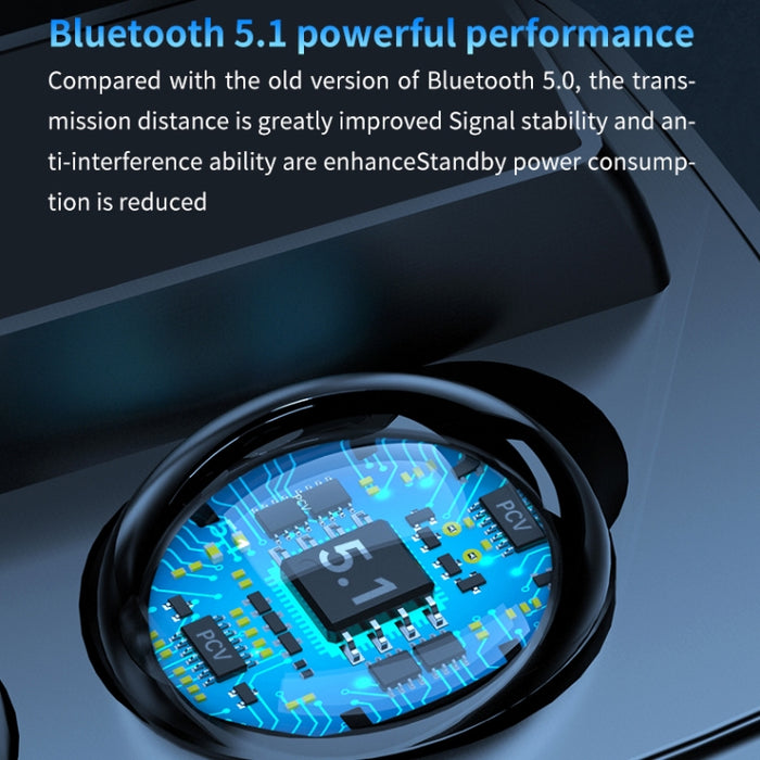 M9 Bluetooth 5.1 TWS Espejo Pantalla digital Auricular Bluetooth inalámbrico con caja de carga Linterna, soporte táctil, Siri y pantalla de batería