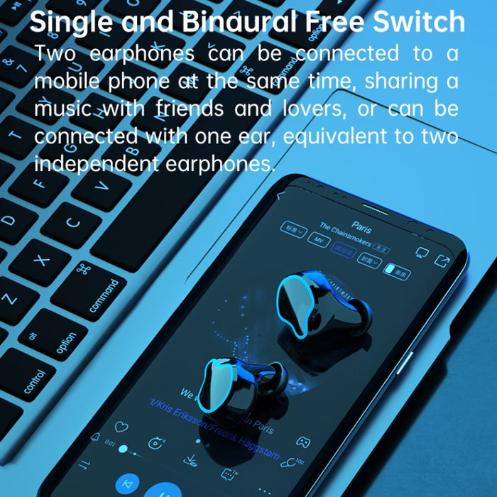 M9 Bluetooth 5.1 TWS Espejo Pantalla digital Auricular Bluetooth inalámbrico con caja de carga Linterna, soporte táctil, Siri y pantalla de batería