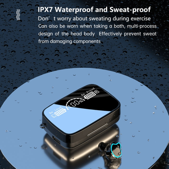 M9 Bluetooth 5.1 TWS Espejo Pantalla digital Auricular Bluetooth inalámbrico con caja de carga Linterna, soporte táctil, Siri y pantalla de batería