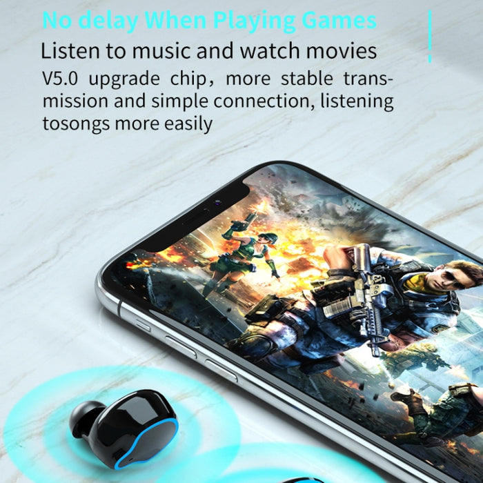 M9 Bluetooth 5.1 TWS Espejo Pantalla digital Auricular Bluetooth inalámbrico con caja de carga Linterna, soporte táctil, Siri y pantalla de batería