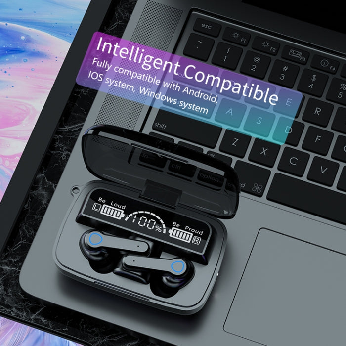 Auricular Bluetooth inalámbrico M19 Bluetooth 5,1 TWS con pantalla Digital y caja de carga, compatible con pantalla táctil, Siri y batería