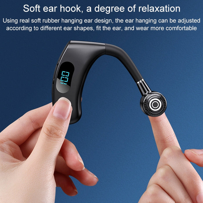 V12 Bluetooth 5,2 estilo de oreja colgante de negocios pantalla Digital LED inteligente auricular Bluetooth inalámbrico con caja de carga