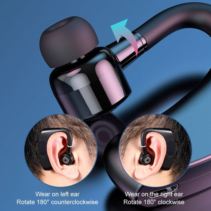 V12 Bluetooth 5,2 estilo de oreja colgante de negocios pantalla Digital LED inteligente auricular Bluetooth inalámbrico con caja de carga